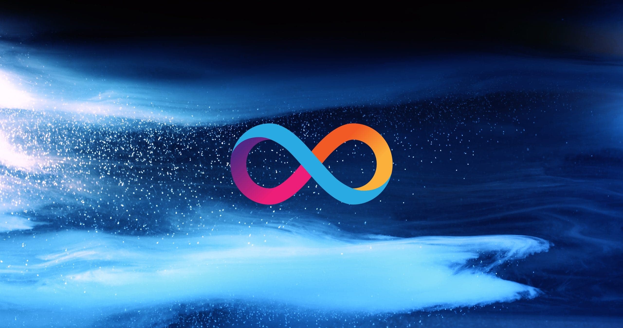 Internet Computer ICP Logo auf dunklem Hintergrund, Symbol für die dezentrale Cloud und KI-Integration